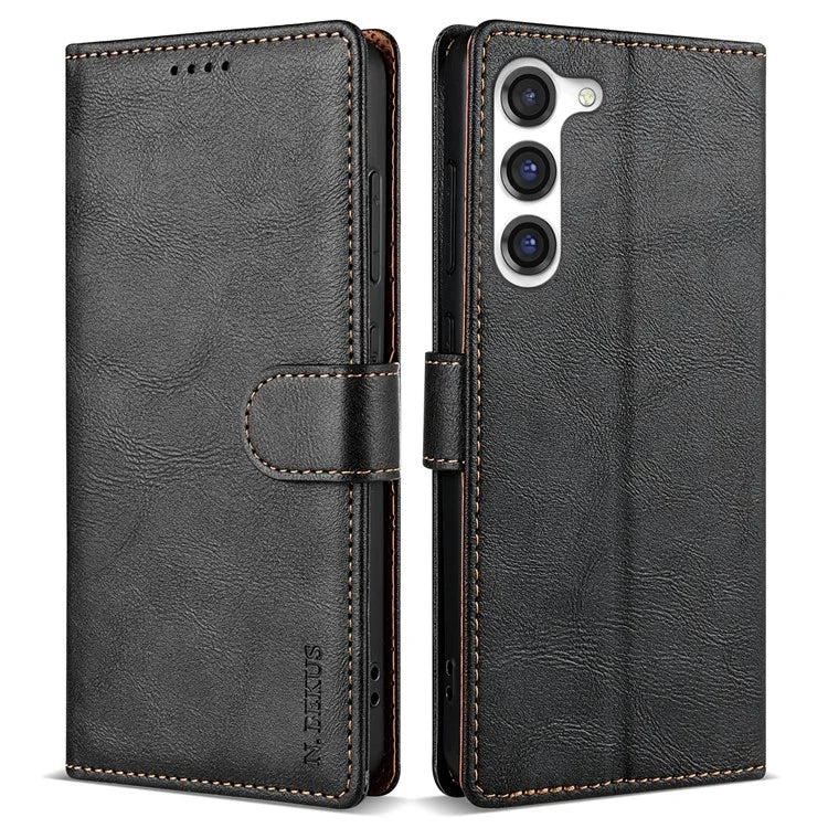 N.BEKUS CSJ-001 For Samsung Galaxy S23 Case Solid Color Leather Stand View Cover