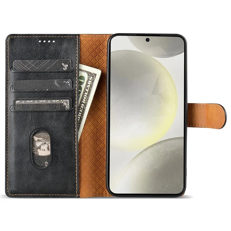 N.BEKUS CSJ-001 For Samsung Galaxy S23 Case Solid Color Leather Stand View Cover