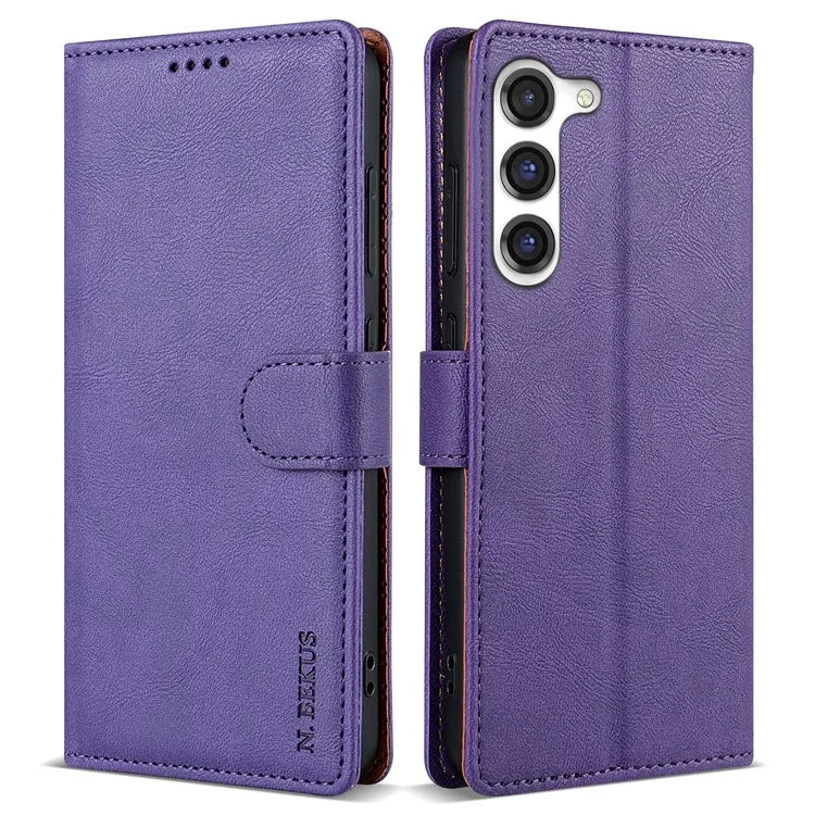 N.BEKUS CSJ-001 For Samsung Galaxy S23 Case Solid Color Leather Stand View Cover