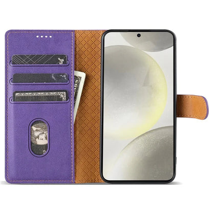 N.BEKUS CSJ-001 For Samsung Galaxy S23 Case Solid Color Leather Stand View Cover