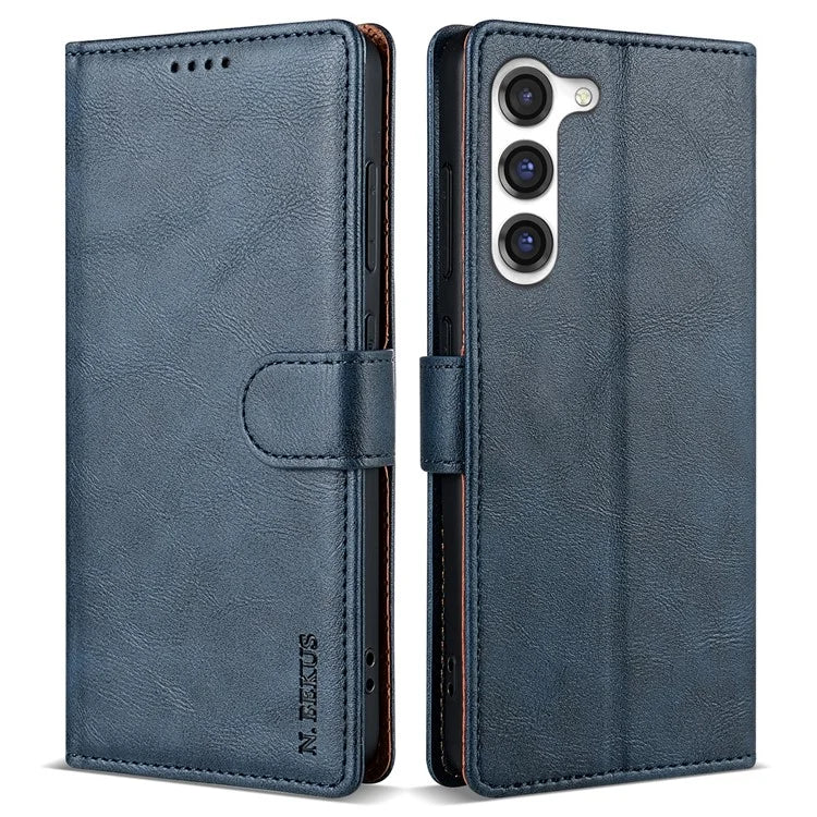 N.BEKUS CSJ-001 For Samsung Galaxy S23 Case Solid Color Leather Stand View Cover