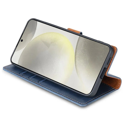 N.BEKUS CSJ-001 For Samsung Galaxy S23 Case Solid Color Leather Stand View Cover