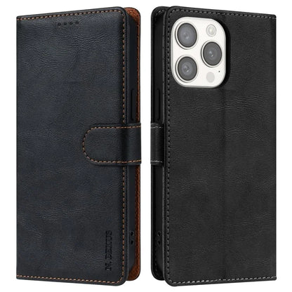 N.BEKUS CSJ-001 For iPhone 14 Pro Shockproof Case Solid Color Leather Wallet Phone Shell