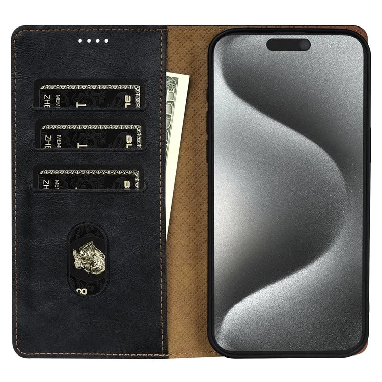 N.BEKUS CSJ-001 For iPhone 14 Pro Shockproof Case Solid Color Leather Wallet Phone Shell