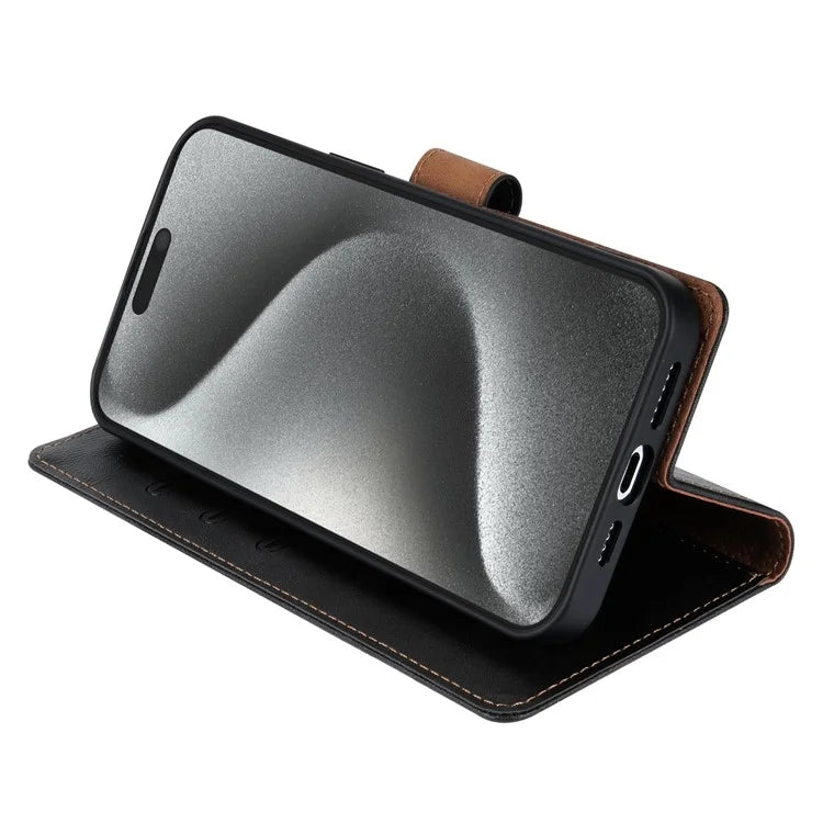N.BEKUS CSJ-001 For iPhone 14 Pro Shockproof Case Solid Color Leather Wallet Phone Shell