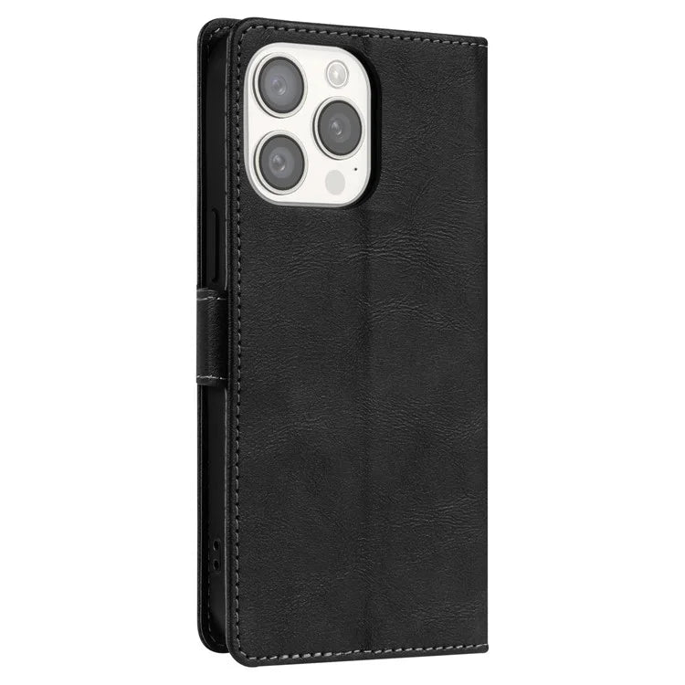N.BEKUS CSJ-001 For iPhone 14 Pro Shockproof Case Solid Color Leather Wallet Phone Shell