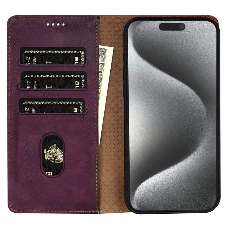 N.BEKUS CSJ-001 For iPhone 14 Pro Shockproof Case Solid Color Leather Wallet Phone Shell