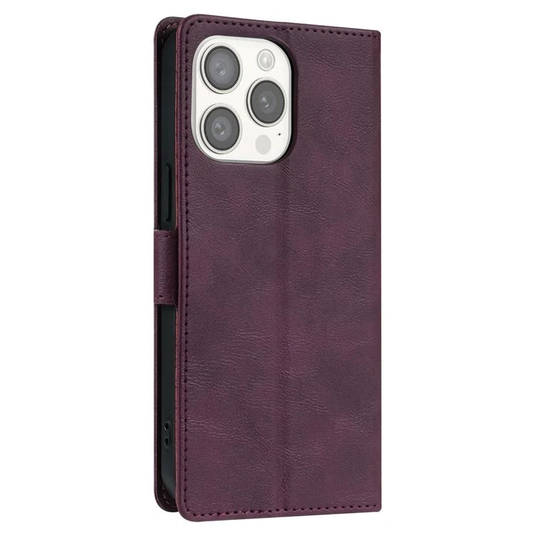 N.BEKUS CSJ-001 For iPhone 14 Pro Shockproof Case Solid Color Leather Wallet Phone Shell
