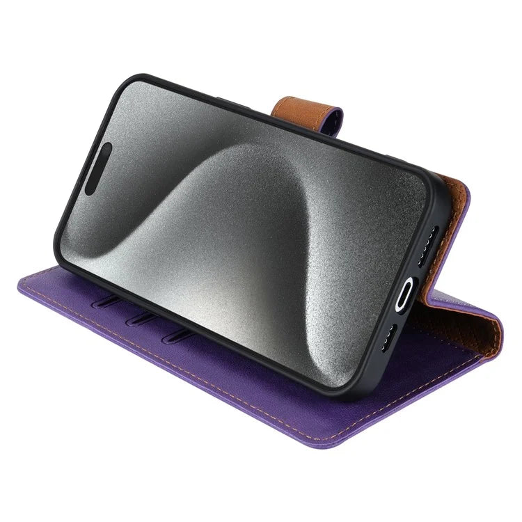N.BEKUS CSJ-001 For iPhone 14 Pro Shockproof Case Solid Color Leather Wallet Phone Shell