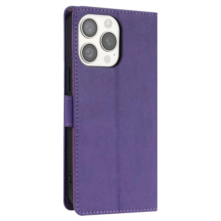 N.BEKUS CSJ-001 For iPhone 14 Pro Shockproof Case Solid Color Leather Wallet Phone Shell