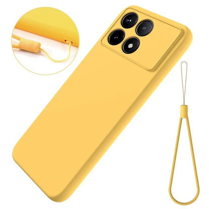 For Xiaomi Poco F6 Pro 5G / Redmi K70 5G / K70 Pro 5G Case Liquid Silicone Anti-Scratch Phone Cover with Strap