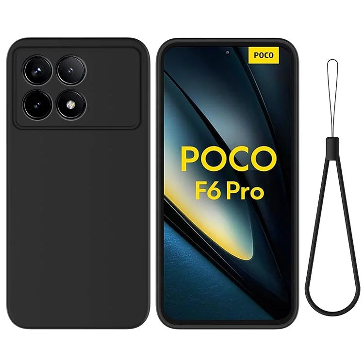 For Xiaomi Poco F6 Pro 5G / Redmi K70 5G / K70 Pro 5G Case Liquid Silicone Anti-Scratch Phone Cover with Strap