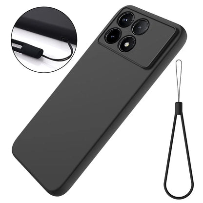 For Xiaomi Poco F6 Pro 5G / Redmi K70 5G / K70 Pro 5G Case Liquid Silicone Anti-Scratch Phone Cover with Strap