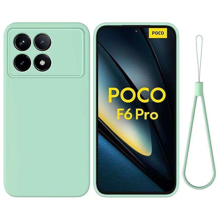 For Xiaomi Poco F6 Pro 5G / Redmi K70 5G / K70 Pro 5G Case Liquid Silicone Anti-Scratch Phone Cover with Strap