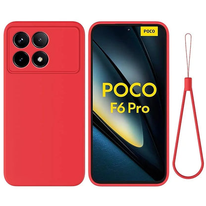 For Xiaomi Poco F6 Pro 5G / Redmi K70 5G / K70 Pro 5G Case Liquid Silicone Anti-Scratch Phone Cover with Strap