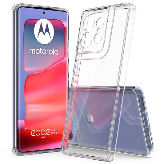 For Motorola Edge 50 Pro 5G Case TPU Frame Acrylic Back Transparent Phone Cover