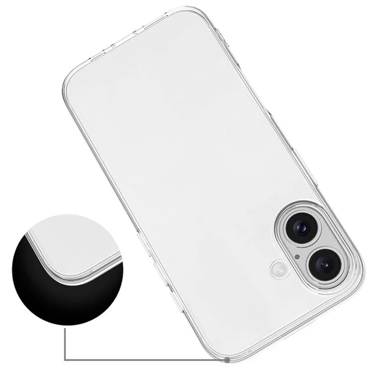 For iPhone 16 Plus Cell Phone Case Ultra-Thin Clear TPU Cover with Big Lens Hole