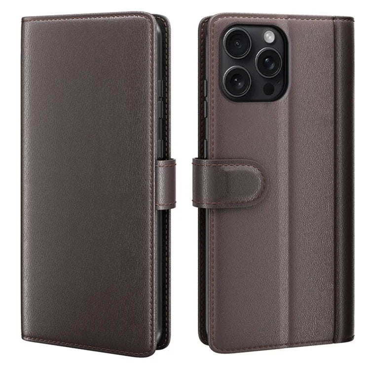 For iPhone 16 Pro Max Case Card Slots Wallet Genuine Split Leather Protective Phone Cover