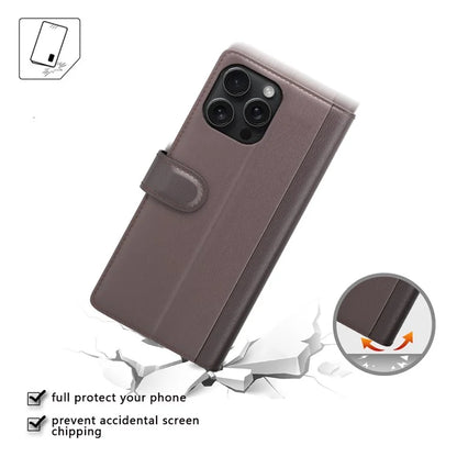 For iPhone 16 Pro Max Case Card Slots Wallet Genuine Split Leather Protective Phone Cover