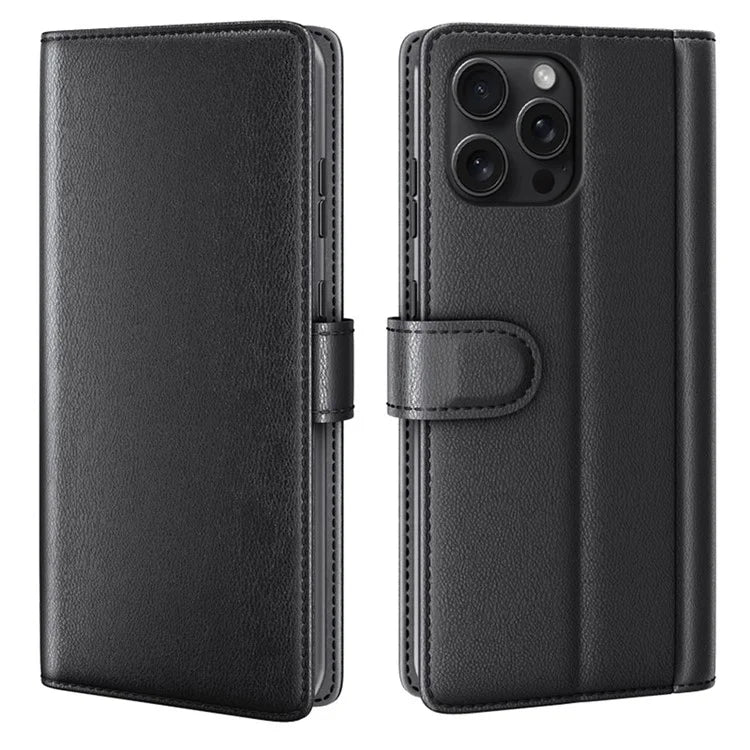 For iPhone 16 Pro Max Case Card Slots Wallet Genuine Split Leather Protective Phone Cover
