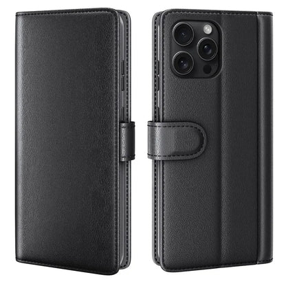 For iPhone 16 Pro Max Case Card Slots Wallet Genuine Split Leather Protective Phone Cover