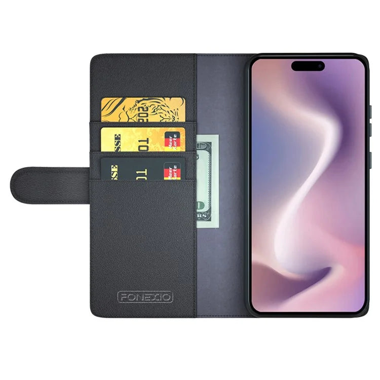 For iPhone 16 Pro Max Case Card Slots Wallet Genuine Split Leather Protective Phone Cover