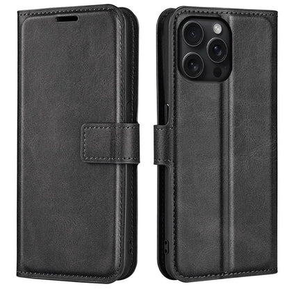 For iPhone 16 Pro Max Case Calf Texture PU Leather Folio Flip Wallet Phone Cover