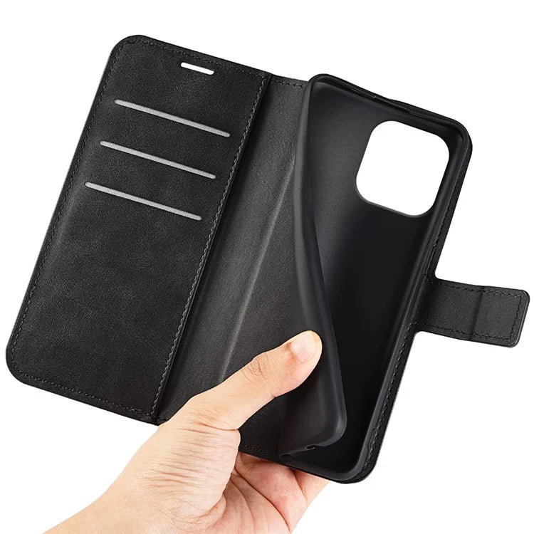 For iPhone 16 Pro Max Case Calf Texture PU Leather Folio Flip Wallet Phone Cover