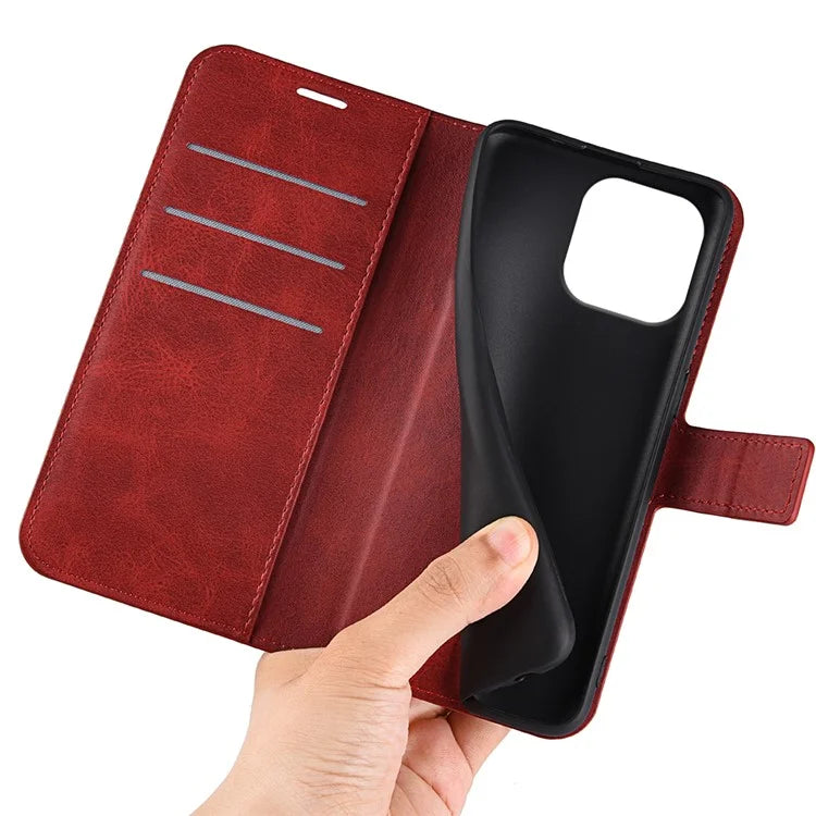 For iPhone 16 Pro Max Case Calf Texture PU Leather Folio Flip Wallet Phone Cover