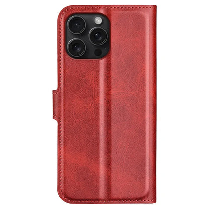 For iPhone 16 Pro Max Case Calf Texture PU Leather Folio Flip Wallet Phone Cover