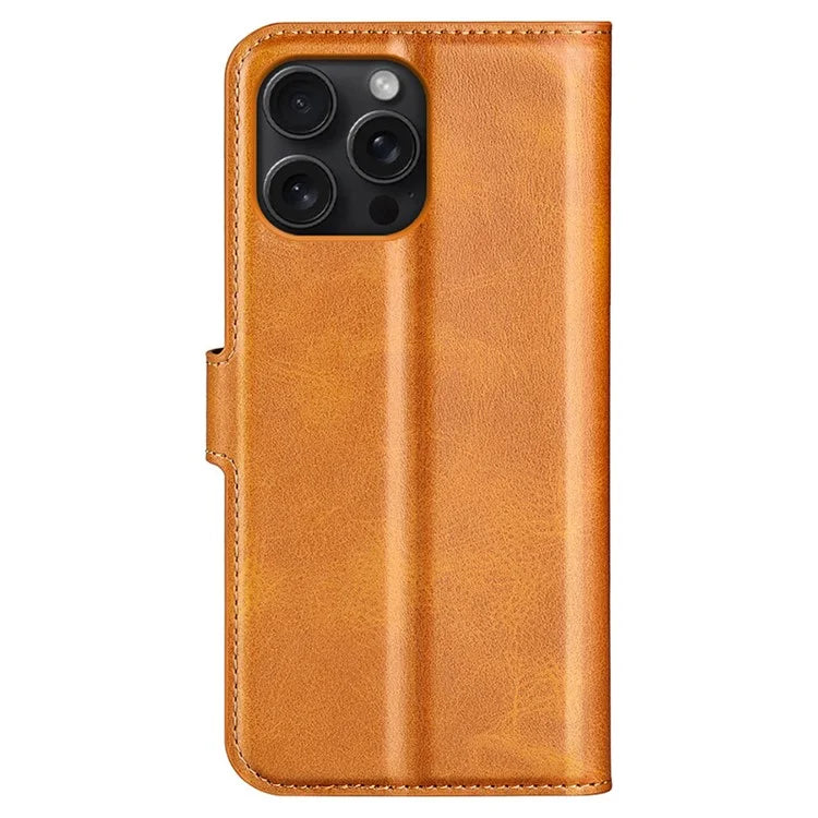 For iPhone 16 Pro Max Case Calf Texture PU Leather Folio Flip Wallet Phone Cover