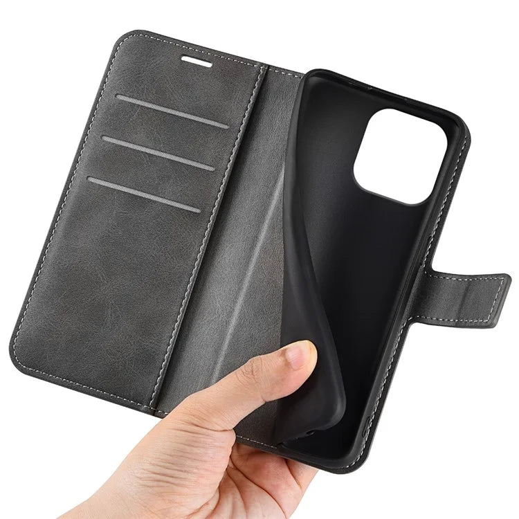 For iPhone 16 Pro Max Case Calf Texture PU Leather Folio Flip Wallet Phone Cover