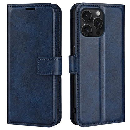 For iPhone 16 Pro Max Case Calf Texture PU Leather Folio Flip Wallet Phone Cover