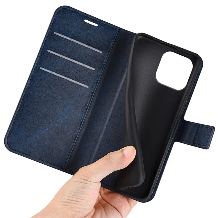 For iPhone 16 Pro Max Case Calf Texture PU Leather Folio Flip Wallet Phone Cover