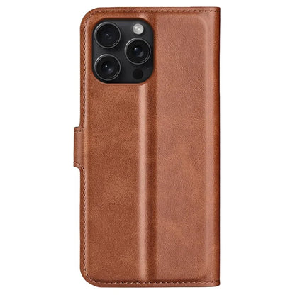 For iPhone 16 Pro Max Case Calf Texture PU Leather Folio Flip Wallet Phone Cover