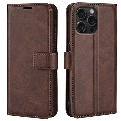 For iPhone 16 Pro Max Case Calf Texture PU Leather Folio Flip Wallet Phone Cover