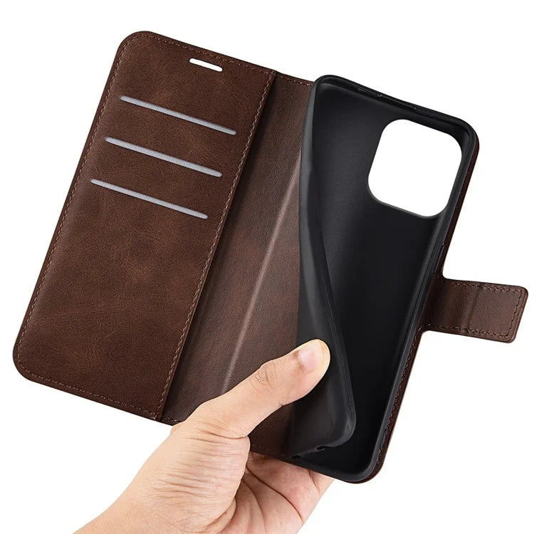 For iPhone 16 Pro Max Case Calf Texture PU Leather Folio Flip Wallet Phone Cover