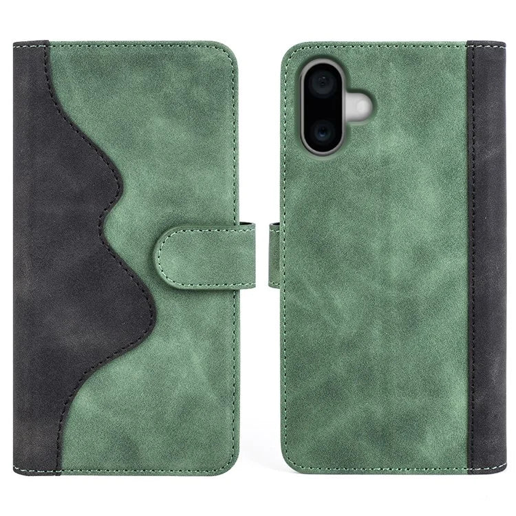 For iPhone 16 Plus Case Wallet Dual Color Flip Leather Phone Cover