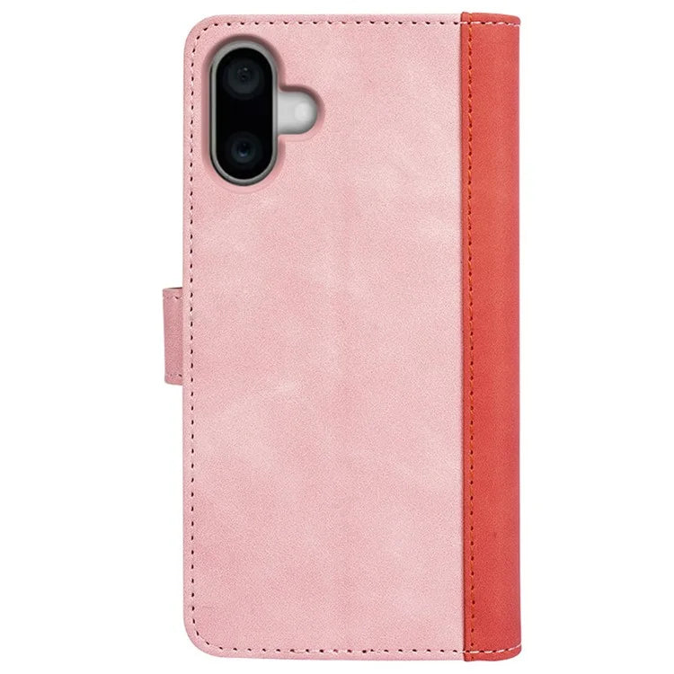 For iPhone 16 Plus Case Wallet Dual Color Flip Leather Phone Cover