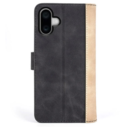 For iPhone 16 Plus Case Wallet Dual Color Flip Leather Phone Cover