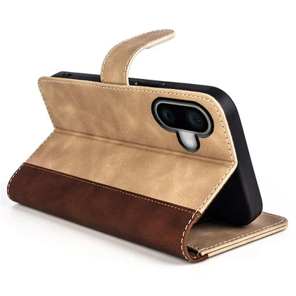 For iPhone 16 Plus Case Wallet Dual Color Flip Leather Phone Cover