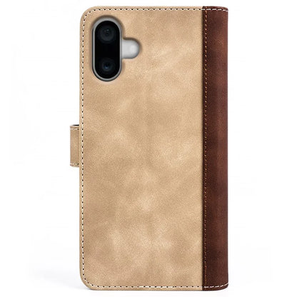 For iPhone 16 Plus Case Wallet Dual Color Flip Leather Phone Cover