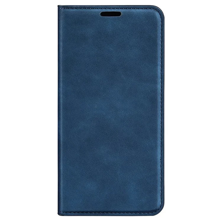 For iPhone 16 Plus Case Skin-Feel PU Leather Phone Cover Folding Stand Magnetic Absorption