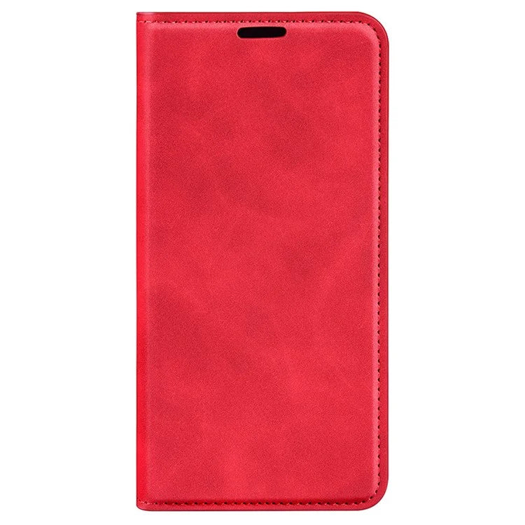 For iPhone 16 Plus Case Skin-Feel PU Leather Phone Cover Folding Stand Magnetic Absorption