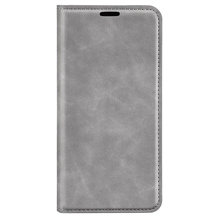 For iPhone 16 Plus Case Skin-Feel PU Leather Phone Cover Folding Stand Magnetic Absorption