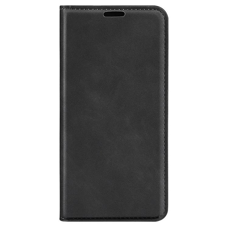 For iPhone 16 Plus Case Skin-Feel PU Leather Phone Cover Folding Stand Magnetic Absorption