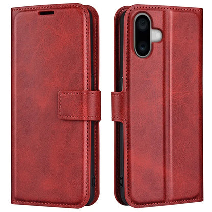 For iPhone 16 Plus Case Calf Texture PU Leather Phone Cover with Card Holder Stand