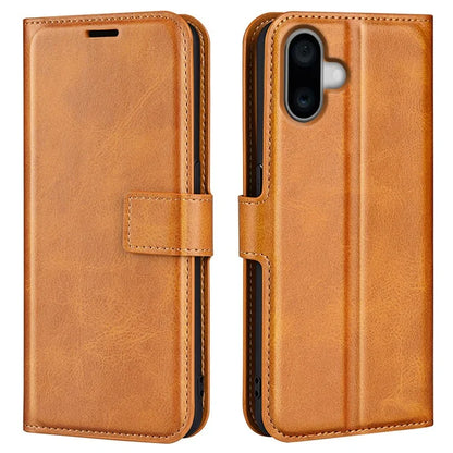 For iPhone 16 Plus Case Calf Texture PU Leather Phone Cover with Card Holder Stand