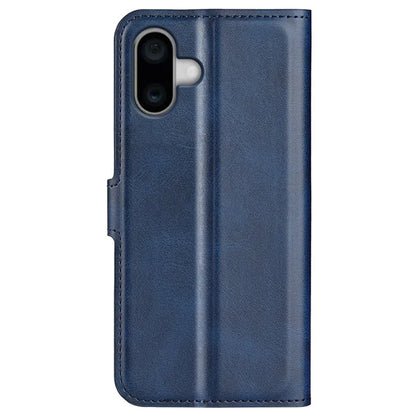 For iPhone 16 Plus Case Calf Texture PU Leather Phone Cover with Card Holder Stand