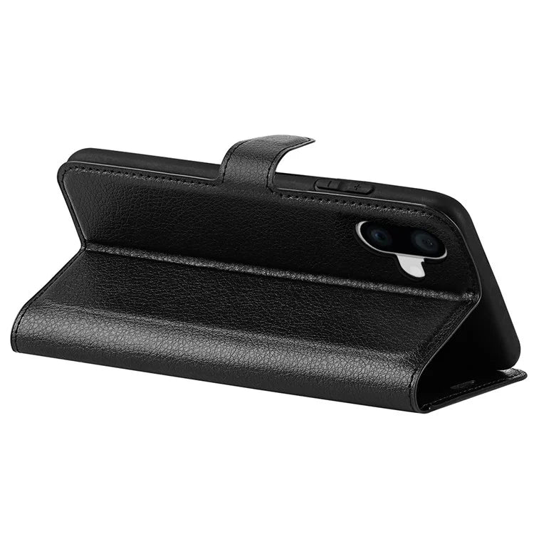 For iPhone 16 Plus Case Litchi Texture Leather Phone Cover Horizontal Viewing Stand